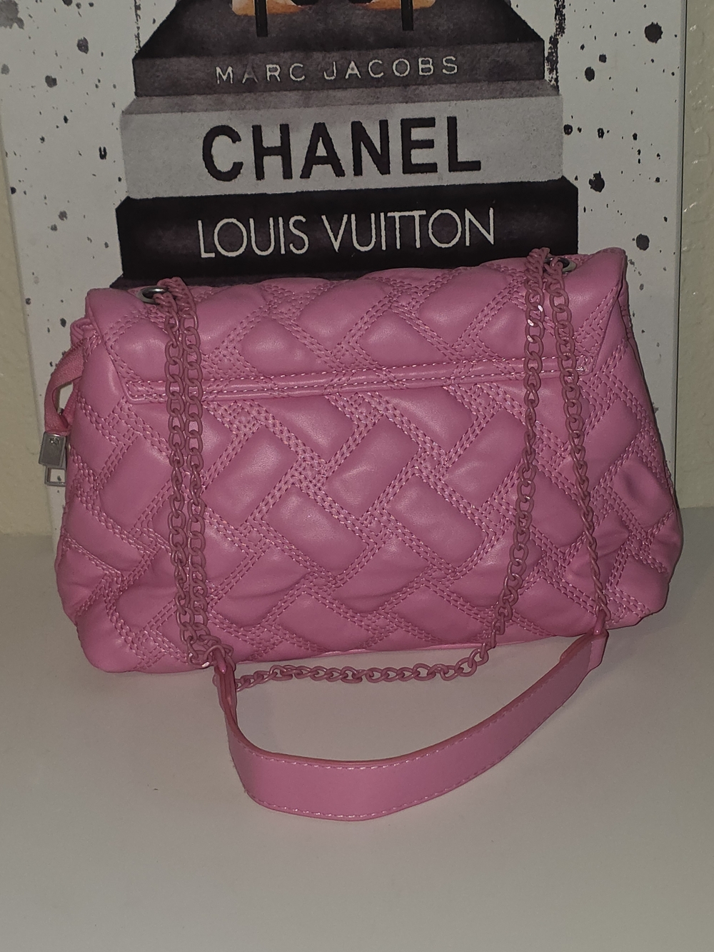 Dolls Kill Pink Quilted Chain-Detail Crossbody Bag - Picture 4 of 15